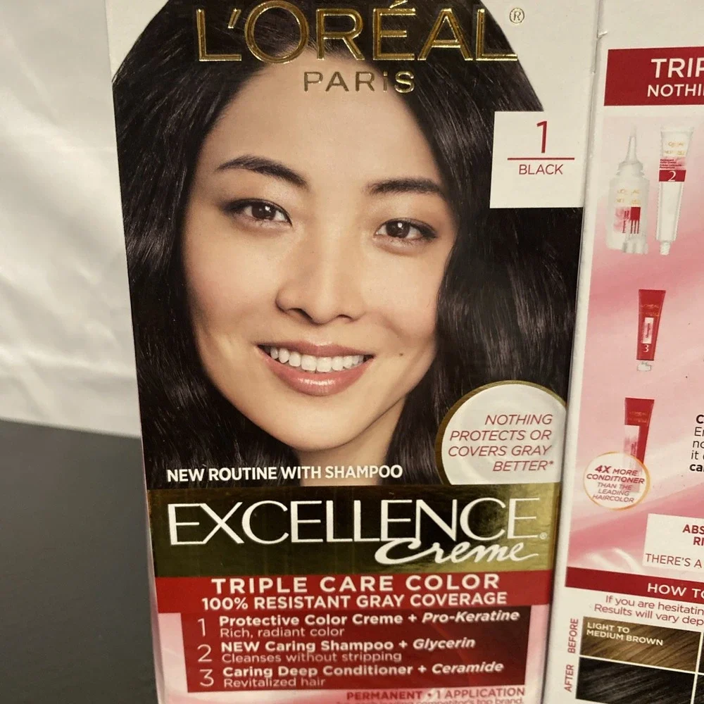 Loreal Paris Excellence Creme‎ Hair Color #1 Black 2 Pack
